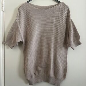Women Cotton Knit Sweater Top Small 4-6 Lagenlook Quiet Luxury Coastal Capsule.